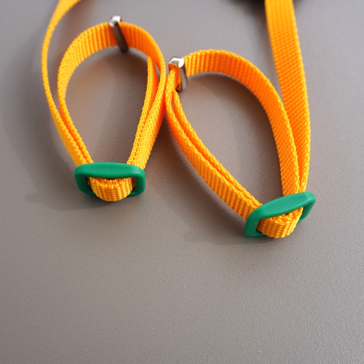 50mm幅カメラストラップ＿ピンク［イエローステッチ］（裏地ソーダ）（革ランダム緑）